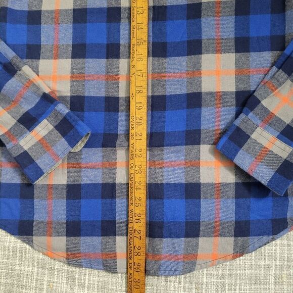 NWT Eddie Bauer Flannel Shirt Blue Orange Plaid Button Down Men's M - Picture 9 of 12